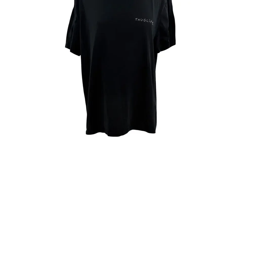 Maison Labiche Thuglife Embroidered Cotton Crewneck Tee Black Size‎ Large